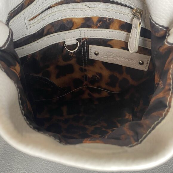Vintage B MAKOWSKY Crossbody Bag Pebbled Leather Studded Adjustable Strap White - Picture 5 of 16